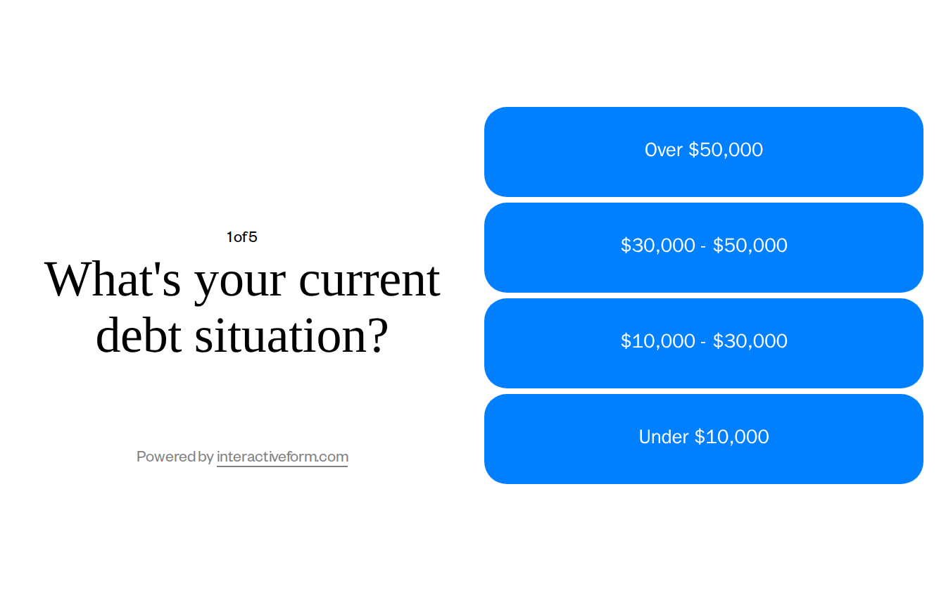 Financial Services Debt Consolidation Quiz Template — Generate More Debt Relief Consultations
