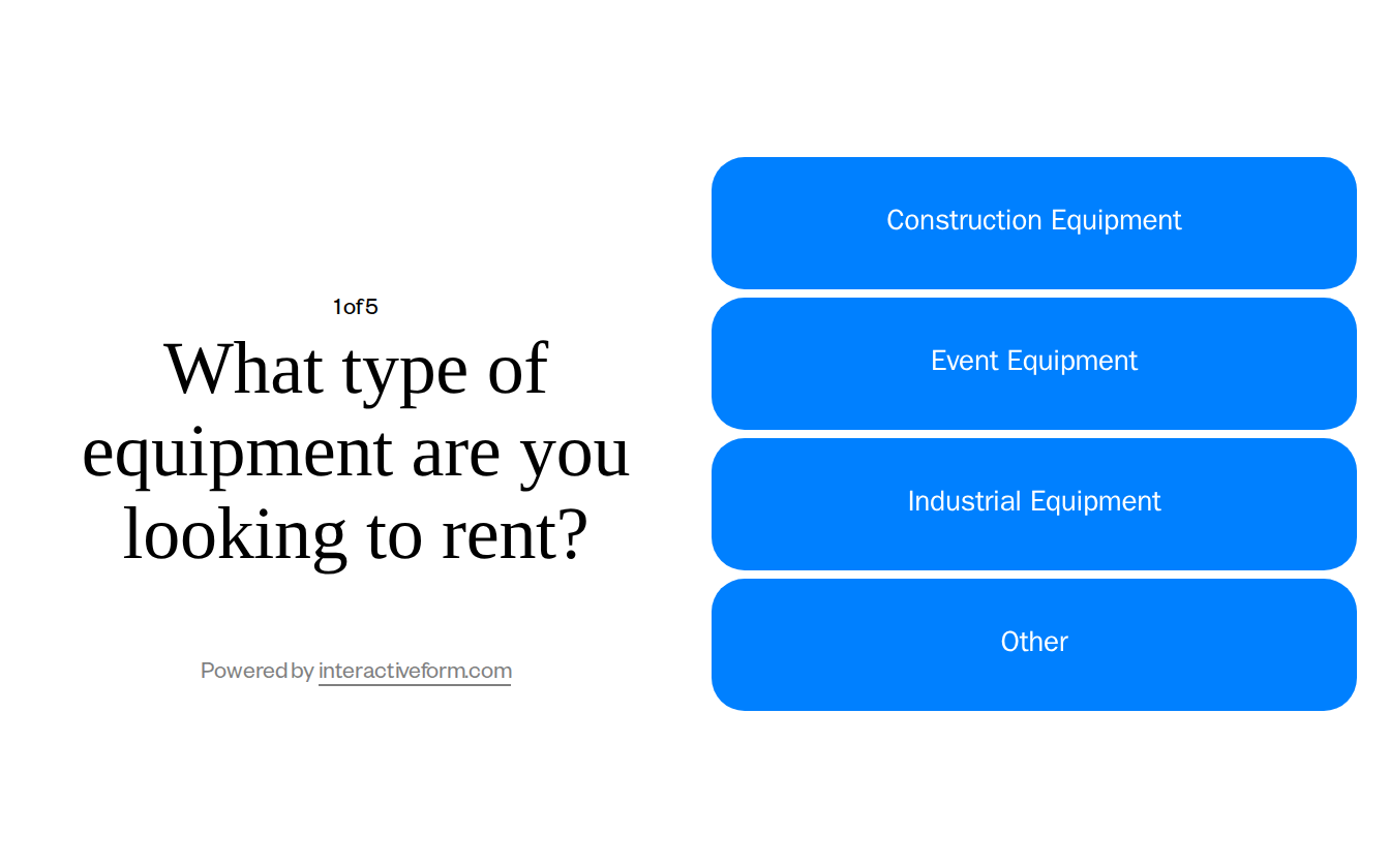 Equipment Rental Services Quiz Template — Streamline Your Reservation Inquiries