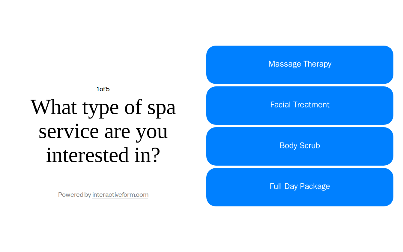 Day Spa Services Quiz Template — Boost Your Appointment Bookings