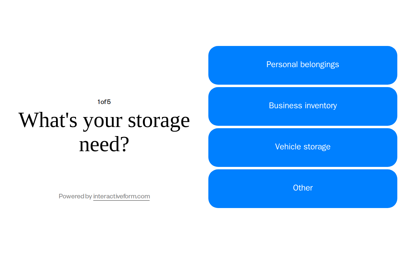 Self-Storage Facility Quiz Template — Simplify Your Storage Search