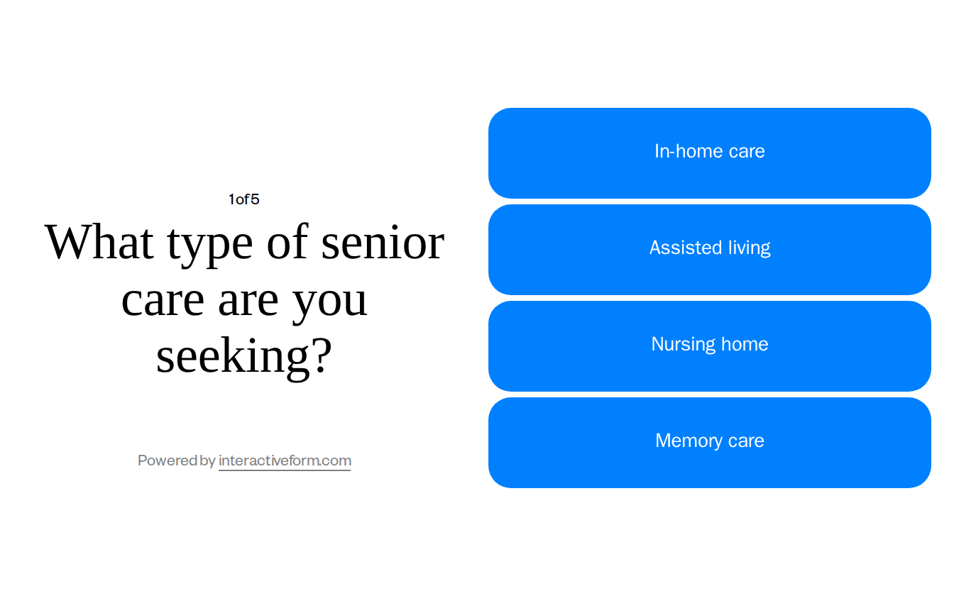 Healthcare Senior Care Services Quiz Template — Simplify Your Care Options Search