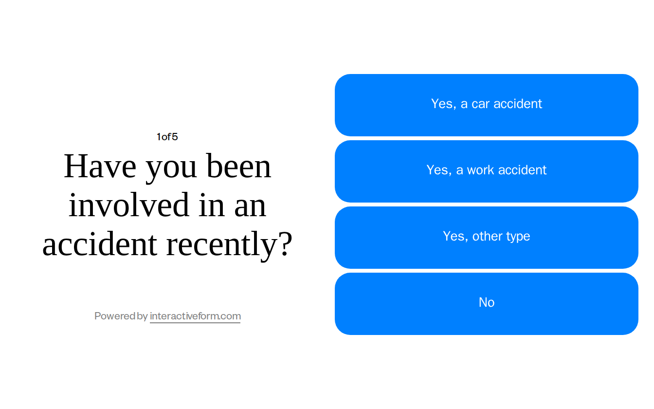 Personal Injury Law Quiz Template — Capture More Case Evaluation Requests